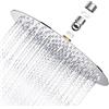 krobec Soffione doccia rotondo Krobec da 8 pollici/20 cm, soffione doccia a pioggia, soffione doccia in acciaio inossidabile, acciaio inossidabile 304, girevole a 360°, facile da installare e pulire.