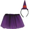 FIESTAS GUIRCA | Set di stregone per bambini con tutu (30 cm) - Accessori per costume per Halloween e feste di streghe - Ideale per ragazze e ragazzi - Viola