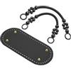 QUARKZMAN Kit per Realizzazione Borsa Uncinetto Base per Borsa Ovale in Ecopelle 22 x 10 cm con 2 Manici per Borsa con Perline per Realizzare Borsa Uncinetto Tracolla a Mano Nero