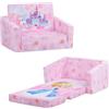 decalsweet Divano Letto per Bambini 2-in-1 Pieghevole Schienale Poltrona, Comoda Stabile Divano Bambini con Tasca in Stoffa, Divano Pieghevole Leggero Apribile per Camera da Letto, Soggiorno, Principessa
