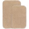 VANZAVANZU Set Tappeti Bagno 2 Pezzi Antiscivolo Tappetino da Bagno Assorbente Addensato Tappetini Bagno Ultra Morbido Bath Mat Soffice Microfibra Eleganti 40 x 60cm + 50 x 80cm (Beige)