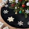 Lanpn Albero di Natale Gonna Copertura di Base Velluto Pannello Esterno Piccolo Fiocco di Neve Ricamati Copertura della Base per Albero di Natale Decorazione Natalizia (Nero, 40cm)