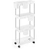 Dihl Carrello portaoggetti a 4 ripiani, unità sottile per organizzazione salvaspazio, ruote girevoli per cucina e bagno, bianco, 13 x 38 x 96 cm