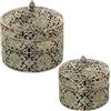 DRW Set di 2 scatole rotonde con coperchio in metallo dorato 19 x 20,5 x 20,5 cm