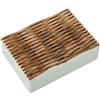 DRW Scatola rettangolare in resina con base in legno marrone osso e bianco 13x18x5 cm
