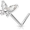 Melighting Anello da naso a forma di L, a forma di farfalla, in argento Sterling 925, 20 g, piercing per narice, 20G, Argento sterling