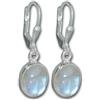 I-be Orecchini ovali in argento Sterling 925 con pietra di luna con effetto arcobaleno, dimensioni 8 x 10 mm, lunghezza 3 cm, dotati di custodia regalo, 397912 K KB