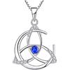 YL Collana Celtici Argento 925 con Settembre Pietra portafortuna Spinello Blu Luna e Nodo Celtico Pendente per le Donne
