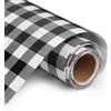 UIOK Vinile Termoadesivo per Tessuti Plaid, Termovinile per Tessuti Quadro Nero e Bianco 30.5 x 182cm Natale Vinile Termoadesivo, Plaid HTV Pellicola per Plotter Heat Transfer Vinyl per Cricut