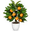 Hollyone Pianta artificiale arancione in vaso, pianta finta decorativa in vaso, piccolo albero di arancio finto per camera da letto, soggiorno, bagno, scrivania, tavolo, cucina, decorazione