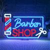 Looklight Barber Shop Neon Sign, Barber Insegne Luminose per la Decorazione di Pareti e Finestre, Luce LED Dimmerabile per Saloni Con USB, Regali per Barbieri e Studi di Parrucchieri Open Neon Sign