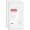 HIMEETIME® 2x Cornice per foto,40x60 cm,Alluminio Metallo argentata,Passepartout 30x40cm,Cornice 40x60cm Grande per Foto Disegni,Solo per Espositore a Parete