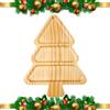 TJ POP Piccolo Vassoio Natalizio in Legno a Forma di Albero di Natale con 3 Scomparti - Piatti da Portata, Tagliere per Salumi e Formaggi, Decorazioni per Tavola delle Feste
