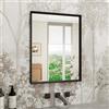 WEER Specchio da Bagno Nero, 30x40 cm Cornice Polimero Specchio da Parete Rettangolare con Effetto Legno, Impermeabile Specchi Decorativo per Bagno Camera Letto Soggiorno, Orizzontale o Verticale
