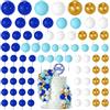 NACHLYNN 80 Pezzi Palline Cake Topper Decorazioni Topper Foam Ball Torta Decorazione per Feste di Compleanno Matrimoni Baby Shower(Serie Blu Bianco Oro)