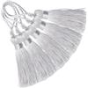 Hetuyon 20 pezzi Mini nappe setose pendenti fatte a mano morbide per segnalibri accessori, progetti fai da te, orecchini gioielli, regalo, portachiavi, tende e decorazione per borsa (Grigio Argento)