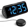 Netzu Sveglia forte per dormiente profondo, sveglia forte con vibrazione, doppio allarme, indicatore LED, 5 livelli di luminosità, 4 volumi, snooze, sveglia vibrante per anziani, adolescenti, non udenti