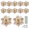 TOYANDONA 12Pcs Di Natale di Scintillio Poinsettia Fiori Artificiali Fiori Artificiali Fiori Di Natale con Stelo E Clip per Glitter Albero Di Anno Ornamenti