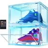 Oltraman Organizer per scarpe per armadio, scatole per scarpe pieghevoli, confezione da 2, contenitori impilabili in plastica trasparente, supporto magnetico per scarpe da ginnastica con luci a LED