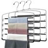 WEKIWGOT Set di 3 Grucce Pantaloni Salvaspazio, Grucce Multifunzionali | Appendi Pantaloni da Armadio con 5 Rivestimenti Antiscivolo e 4 Bracci Girevoli, Ideale per Jeans, Asciugamani e Sciarpa