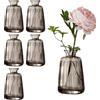 Nwvuop Set di 6 piccoli vasi in vetro per decorazione da tavolo, mini vasi per fiori per matrimonio (11 x 6,5 cm, grigio)