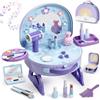 Lehoo Castle Lehoo Castello Trucchetto per Bambine 3 4 5 Anni, Tavolo Toeletta 2-in-1 Portatile con Set Trucco Finto, Trucchetto con Luci e Musica, Regalo di Compleanno per Bambine dai 3 Anni in su