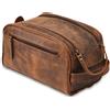 Leather Village Borsa da toeletta in vera pelle per uomo donna doppio kit custodia da barba -...