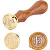 PH PandaHall 1PC Sigillo Timbro di Cera Alfabeto Lettera D e 1PC Maniglia in Legno per Buste Inviti di Nozze Confezioni di Vino Natale, 25x14mm, 75mm