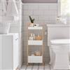 SoBuy FRG226 Armadio da bagno con 3 ripiani robusti, armadio da bagno stretto in MDF, cassettiera fino a 30 kg, colori legno 28x20x74 cm