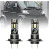NSLUMO H7 LED Lampadine per fari per Smart Forfour Fortwo Cabrio Coupe Roadster 450 451 452 454 Cabrio 6500K Bianco 6x Luminoso LED conversione fari H7 Sostituzione alogena Mini formato