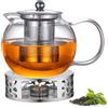 Leikurvo Teiera in vetro borosilicato Leikurvo da 1300 ml con filtro e coperchio, per tè sfuso e bustine, trasparente