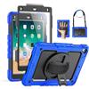 SEYMAC, Custodia Per iPad da 9,7 Pollici 2018, 2017, Cavalletto Girevole a 360 Gradi [cinghia da polso e tracolla]Custodia Integrale Antiurto Per iPad 2017/2018 blu/nero