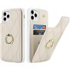 SailorTech Custodia per iPhone 11 Pro Max con Portacarte e Anello - Supporto per Carta di Credito, Carina e alla Moda - Bianco