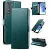 Yunubeyii Cover Libro per Samsung Galaxy S21 FE,Verde | Blocco RFID,Luxury PU Pelle,Portafoglio,Card Holder,Magnetic Phone Custodia,Kickstand,Protettiva,Antiurto