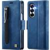 Teeirllim Custodia per Samsung Galaxy Z Fold 7, Blocco RFID PU Pelle Portafoglio Flip Case, Carta Fessura, Funzione Supporto, Antiurto Case Cover per Samsung Galaxy Z Fold 7 - Blu