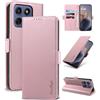 Yunubeyii Cover Libro per Moto Edge 60/60 Fusion - [Blocco RFID] Luxury PU Leather Portafoglio Card Holder Magnetic Phone Custodia con Kickstand, Cover Protettiva Antiurto, Rosa