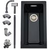 iAnomla Lavello da Cucina 25 x 45 cm, Lavandino Cucina in Granito, iAnomla Nero Vasca Singola da incasso adatto per mobili sottolavello da 40 cm di larghezza, Lavabo Cucina Nero con Sifone, Moderno