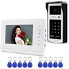 FTSTech 7 Videocitofono a Colori Cablato Videocitofono RFID Kit di Citofono per Campanello per Appartamenti Domestici Scheda di Supporto Sblocco Password
