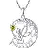 FJ Collana Donna Angelo Custode Argento 925 Collana Albero della Vita Ciondolo Luna Fata Collana Peridoto Agosto Pietra Portafortuna Gioielli Regalo per Donna