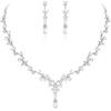 EVER FAITH Set di gioielli per damigella d'onore da sposa, placcato in oro bianco, marchese, zirconia cubica faux perla fiore vintage festa prom collana e orecchini donna, Zirconia cubica,