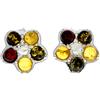 SilverAmber Jewellery - Orecchini a perno in ambra baltica mista e argento sterling, misura piccola