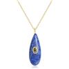 COAI Collana da Donna in Acciaio Inox Placcato Oro 18K con Ciondolo Goccia d'Acqua di Lapislazzuli Pietra Naturale, Collana Lapislazzuli da Donna