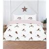 Rapport Home Set copripiumino natalizio per letto singolo, con pettirosso su agrifoglio, reversibile, in microfibra, con 1 federa, morbido, facile da pulire, 135 x 200 cm