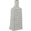 DRW Vaso da pavimento a forma di bottiglia di ceramica bianco sabbia 40x16x10 cm