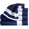 Lacoste Set di asciugamani sportivi a strisce in cotone di lusso, 6 pezzi, realizzati con 100% morbido cotone Supima, assorbente e asciugatura rapida, include 2 asciugamani da bagno, 2 asciugamani per