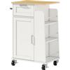 HOMCOM Carrello da Cucina con Cassetto, Armadietto, Portasciugamani e 3 Portaspezie, in Legno, 62x40x87 cm, Bianco | Aosom Italy