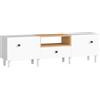 HOMCOM Mobile TV 70" max con 2 Ante a Ribalta, Cassetto e Scaffale Aperto, in Legno, 150x35x45 cm, Bianco e color Legno | Aosom Italy