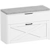 HOMCOM Panca Scarpiera con Cassetto Ribaltabile e Contenitore, Capacità 8 Paia di Scarpe, 80x30x55 cm, Bianco | Aosom Italy