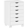 HOMCOM Cassettiera da Ufficio a 6 Cassetti con 4 Ruote e Blocco, Mobile Moderno in legno truciolare, 40x35x63 cm, Bianco | Aosom Italy