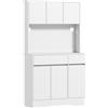 HOMCOM Credenza da Cucina Moderna con 4 Armadietti, 2 Cassetti e Ripiani Regolabili, 100x38x180 cm, Bianco | Aosom Italy
